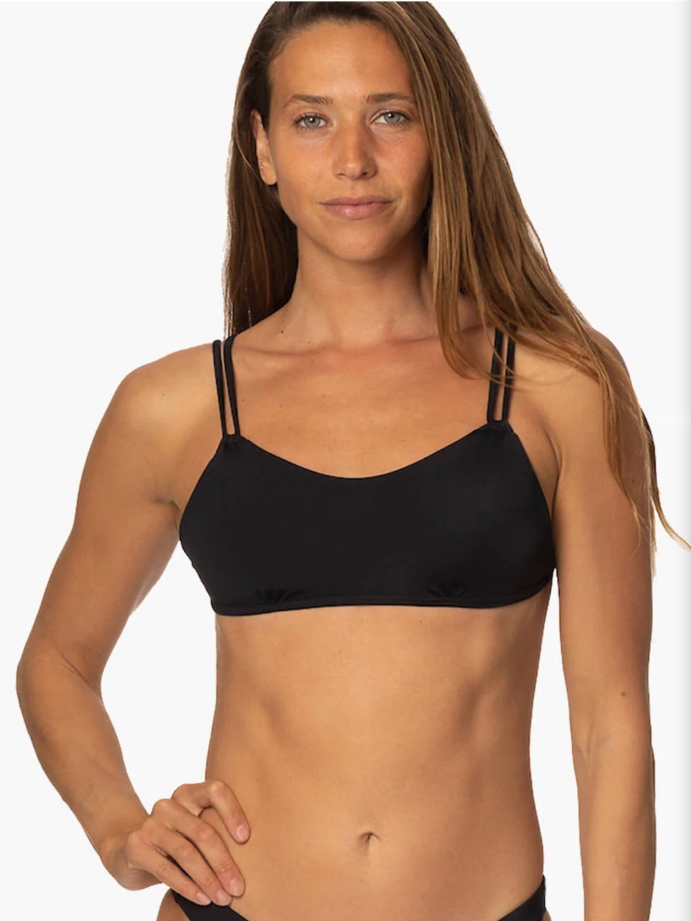 Jolyn Clothing Black Double-Strap Bikini Top